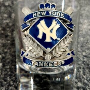 New York Yankees Blue and Silver Glass